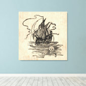 Pirate Ship met Skulls  Pirate Art Canvas Afdruk (Insitu (Houten vloer))