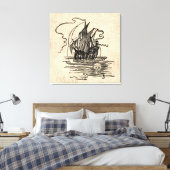 Pirate Ship met Skulls  Pirate Art Canvas Afdruk (Insitu (Slaapkamer))