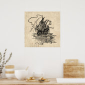 Pirate Ship met Skulls Pirate Art Poster (Keuken)