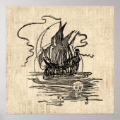 Pirate Ship met Skulls  Pirate Art Poster (Voorkant)