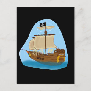 Pirate Ship met vlag Briefkaart