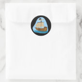 Pirate Ship met vlag Ronde Sticker (Tas)