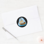 Pirate Ship met vlag Ronde Sticker (Envelop)