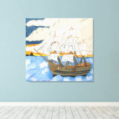 Pirate Ship op Zee op Canvas Afdruk (Insitu (Houten vloer))