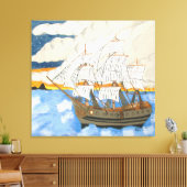 Pirate Ship op Zee op Canvas Afdruk (Insitu (Woonkamer))
