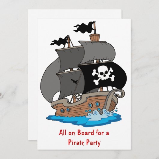 Pirate Ship Party Kaart (Voorkant / Achterkant)