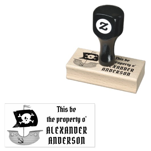 Pirate Ship Personaliseert Rubber Stamp Rubberstempel (Gestempeld)