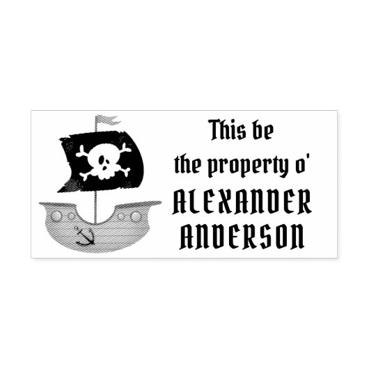 Pirate Ship Personaliseert Rubber Stamp Rubberstempel (Afrduk)