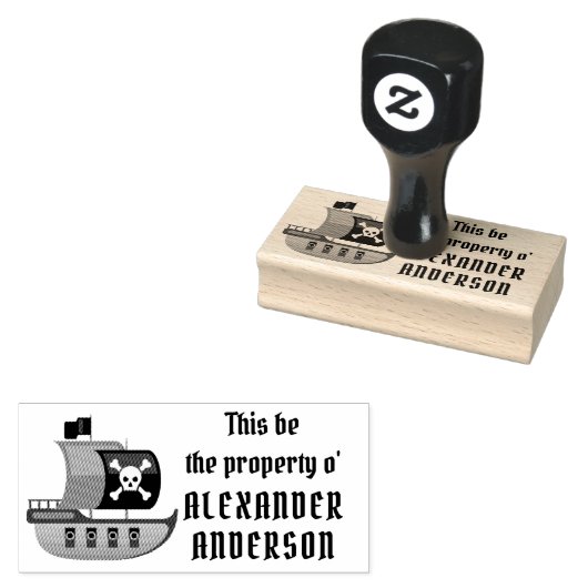 Pirate Ship Personaliseert Rubber Stamp Rubberstempel (Gestempeld)