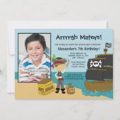 Pirate Ship Photo Boy's Birthday Invitation 5x7 Kaart (Voorkant)