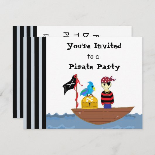 Pirate Ship Pirate Party Kaart (Voorkant / Achterkant)