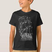 Pirate Ship  Retro Nautical Sailboot Ca T-shirt (Voorkant)