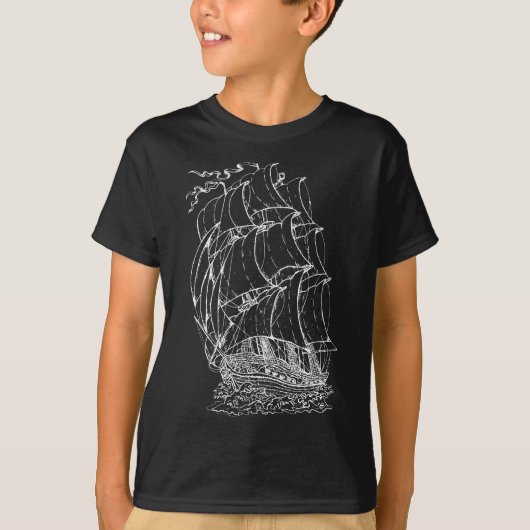 Pirate Ship  Retro Nautical Sailboot Ca T-shirt (Voorkant)