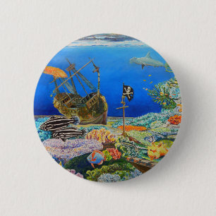 Pirate Ship Ronde Button 5,7 Cm