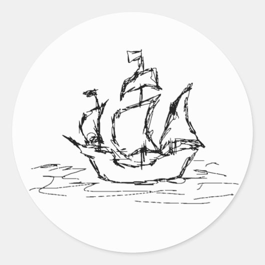 Pirate Ship. Ronde Sticker (Voorkant)