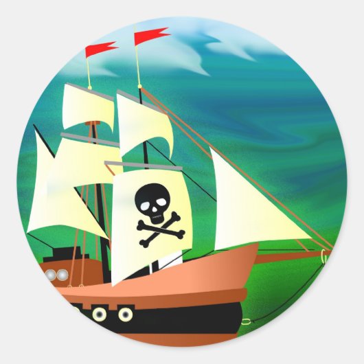 Pirate Ship Ronde Sticker (Voorkant)