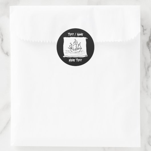 Pirate Ship. Ronde Sticker (Tas)