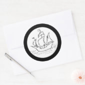 Pirate Ship. Ronde Sticker (Envelop)