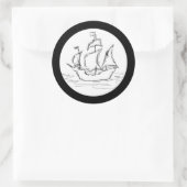 Pirate Ship. Ronde Sticker (Tas)