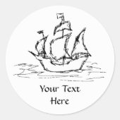 Pirate Ship. Ronde Sticker (Voorkant)