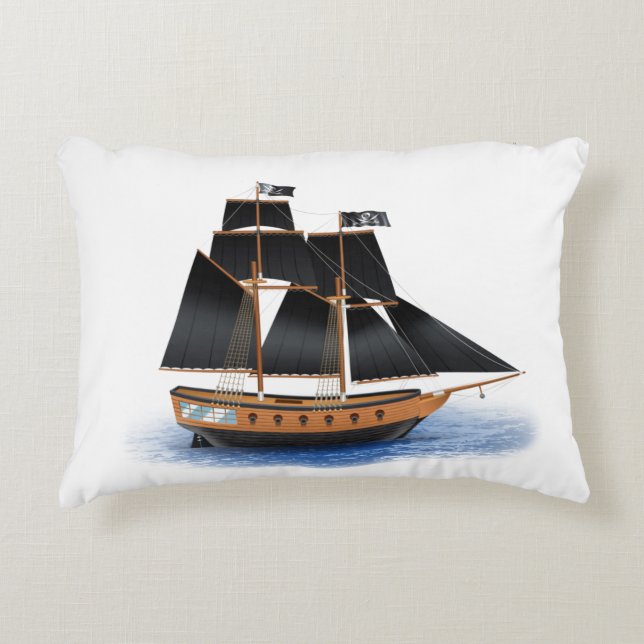 pirate ship sailing the sea accent pillow kussen (Voorkant)