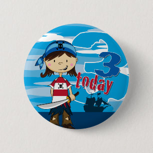 Pirate Ship Scene 3rd Birthday Button Badge