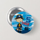 Pirate Ship Scene 5th Birthday Button Badge (Voorkant /achterkant)