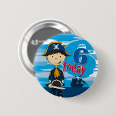 Pirate Ship Scene 6th Birthday Button Badge (Voorkant /achterkant)
