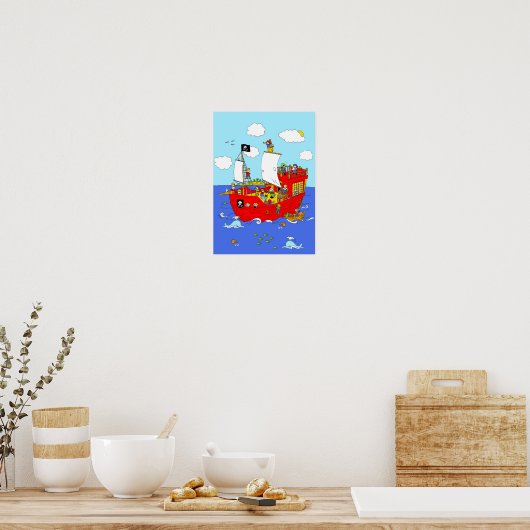 Pirate Ship scène Poster (Keuken)