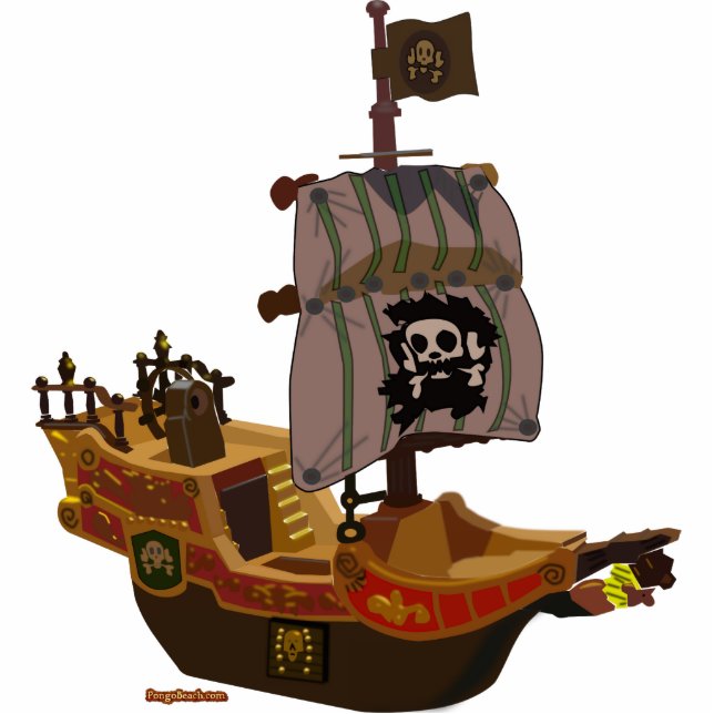 Pirate Ship Sculpture Staand Fotobeeldje (Voorkant)