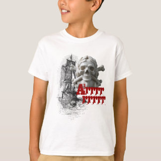 Pirate Ship & Skeleton Skull & Botten Kinder T-Shi T-shirt