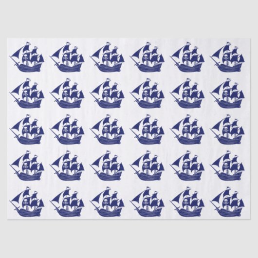 Pirate Ship Skull Crossbones DIY kleuren blauw Tissuepapier (Voorkant)