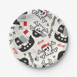 Pirate Ship Skulls Boy Birthday Party Custom Name Papieren Bordje