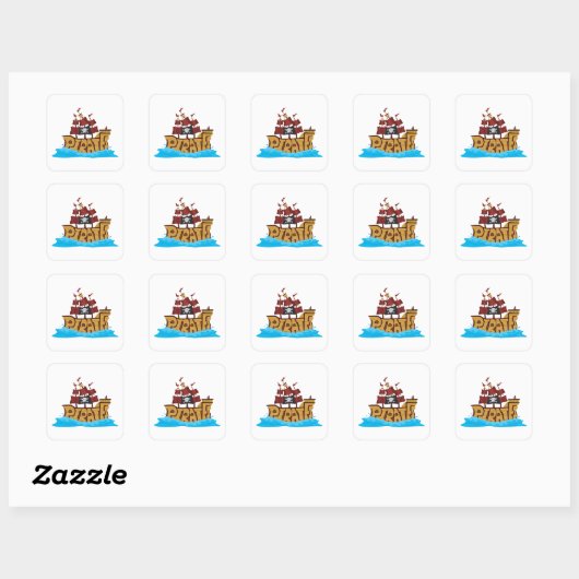 Pirate Ship Square Sticker (Vel)