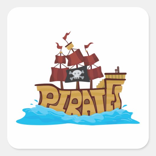 Pirate Ship Square Sticker (Voorkant)