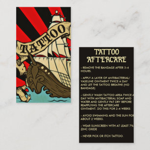 Pirate Ship tattoo Nazorg Instructies Visitekaartje