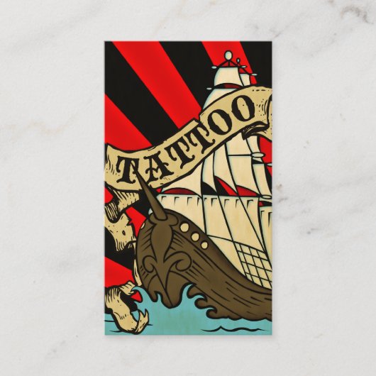 Pirate Ship tattoo Nazorg Instructies Visitekaartje (Voorkant)