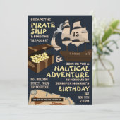 Pirate Ship Theme, Escape Room, Birthday Party Kaart (Staand voorkant)
