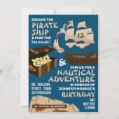 Pirate Ship Theme, Escape Room, Birthday Party Kaart (Voorkant)