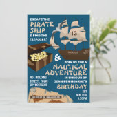Pirate Ship Theme, Escape Room, Birthday Party Kaart (Staand voorkant)