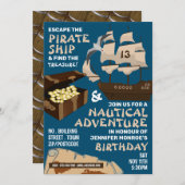 Pirate Ship Theme, Escape Room, Birthday Party Kaart (Voorkant / Achterkant)