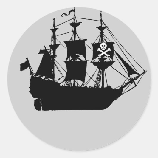 Pirate Ship Thmed Birthday Party preferent Ronde Sticker (Voorkant)