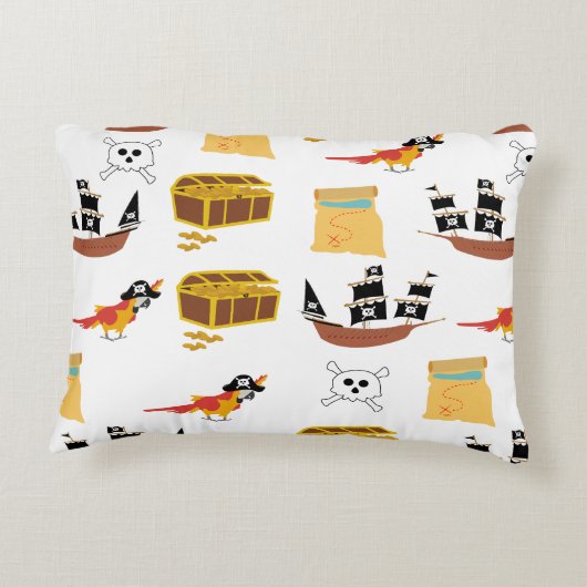 Pirate Ship Treasure Borst Thema Patroon Accent Kussen (Achterkant)