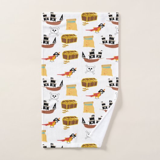 Pirate Ship Treasure Borst Thema Patroon Bad Handdoek (Handdoek)