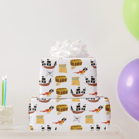 Pirate Ship Treasure Borst Thema Patroon Cadeaupapier (Feestgeschenken)