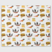 Pirate Ship Treasure Borst Thema Patroon Cadeaupapier (Vlak)