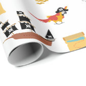 Pirate Ship Treasure Borst Thema Patroon Cadeaupapier (Rol Hoek)