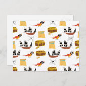 Pirate Ship Treasure Borst Thema Patroon Feestdagenkaart (Voorkant / Achterkant)