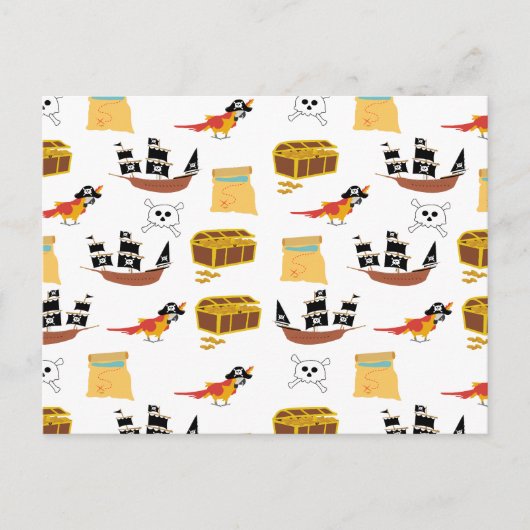 Pirate Ship Treasure Borst Thema Patroon Feestdagenkaart (Voorkant)