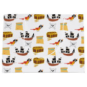 Pirate Ship Treasure Borst Thema Patroon Groot Cadeauzakje (Voorkant)